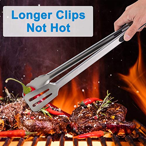 16inch & 12Inch Grill Tongs for Cooking BBQ Heavy Duty Extra Long