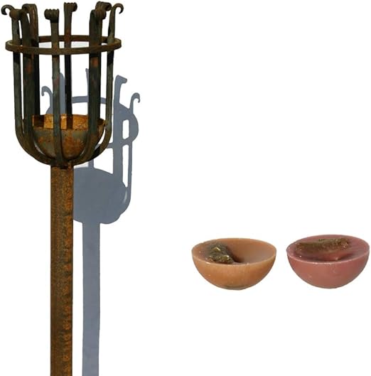 Eqt Tec Hochwertige Gartenfackel Edelrost Rost Fackel Garten Sommer Winter Licht Dekoration Inkl Wachs Amazon De Garten