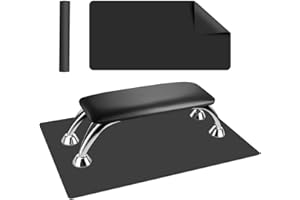 SHTALHST Arm Rest for Nails Tech with Table Mat for Salons and Home Manicures, Soft Microfiber Leather Nail Hand Rest for Relaxing Arms, Non-slip Height Hand Pillow Cushion Nail Salon Manicure (Black)