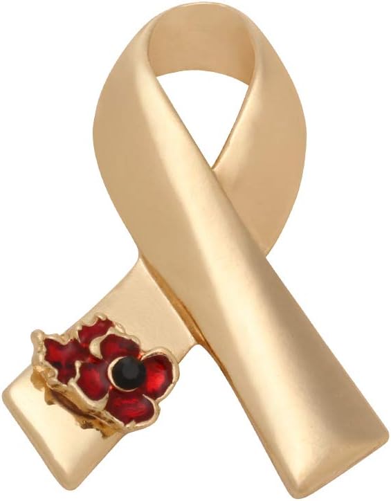 Delleu Fashion Ribbon Poppy Brooch Pin Cancer Badge Breastpin Evening Party Jewelry
