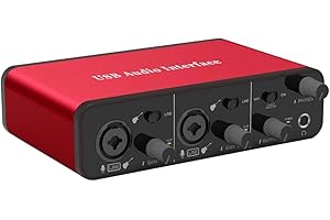ZUZONG 2i2 Audio Interface Audio Interface USB Microphone Preamps with 48V Phantom Power 24 Bit Support Smartphone/Tablet/Computer and Other Equipment Recording（No DAW Recording Software）