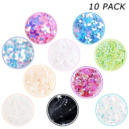 10mm Flower Loose Sequins Paillettes Colorful Iridescent Five Fingers Sewing for Wedding Craft Accessories Kids DIY Cloth Decoration White Yellow Green Gold Pink Purple 1800PCS - Thumbnail 6
