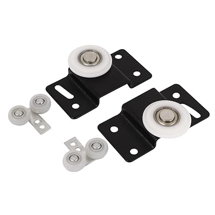 Aexit 38mm Dia Cabinet Hardware Single Wheel Black Metal Rectangle