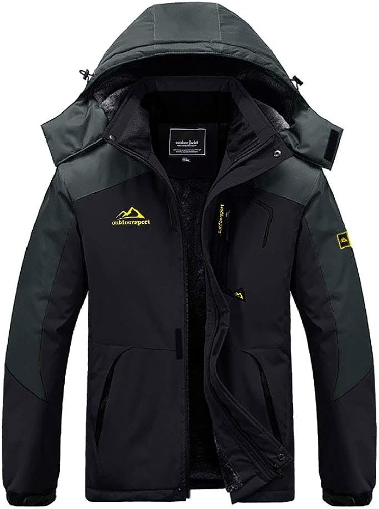 BIYLACLESEN Men's Winter Coats Windproof Parka Fleece Lined Ski Snowboard Jacket Windbreaker: Clothing
