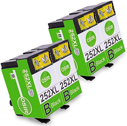OSIR 4 Black Remanufactured Epson 252XL Ink Cartridges High Yield, Compatible With Epson Workforce Wf-3640 Wf-7610 Wf-3620 Wf-3630 Wf-7620 Wf-7110 Wf-7710 Wf-7720 Wf-7210