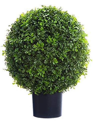 Silk Tree Warehouse Company Inc One 22 inch Tall 16 inch Wide Outdoor Artificial Boxwood Topiary Ball Potted - Thumbnail 2