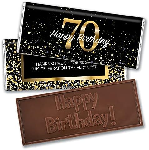 12ct 70th Birthday Candy Party Favors in Bulk Wrapped Embossed Happy
