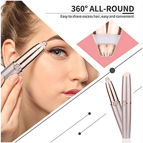 Eyebrow Hair Remover, DreamCatching Electric Eyebrow Trimmer Epilator for Women, Portable Painless Eyebrow Razor with Light (Battery Not Included), Rose Gold - Thumbnail 4