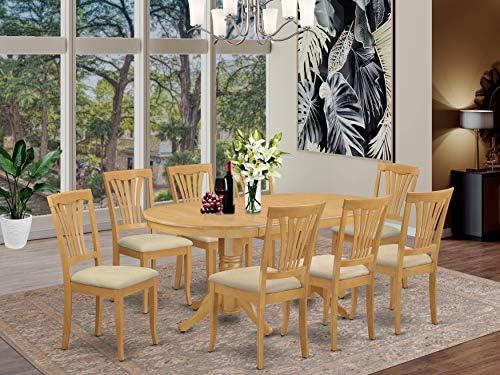9 Pc Dining room set Dining Table with Leaf and 8 Dining Chairs | Pricepulse