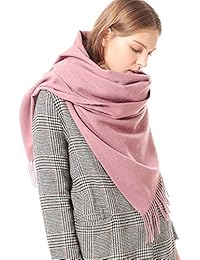 Womens Thick Soft Cashmere Wool Pashmina Shawl Wrap Scarf - Aone Warm Stole(Rubber Pink), Large