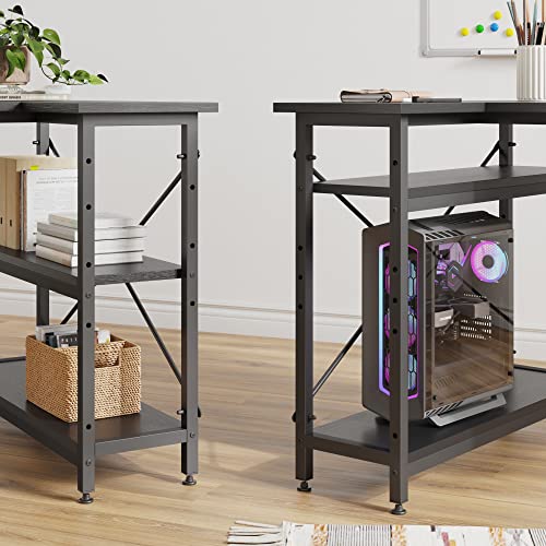 Bestier L Shaped Desk with Storage Shelves 55 Inch Corner Computer Desk Writing Study Table