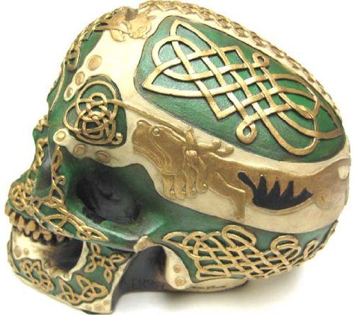 Celtic Knotwork Lion Human Skull Money Bank Piggy