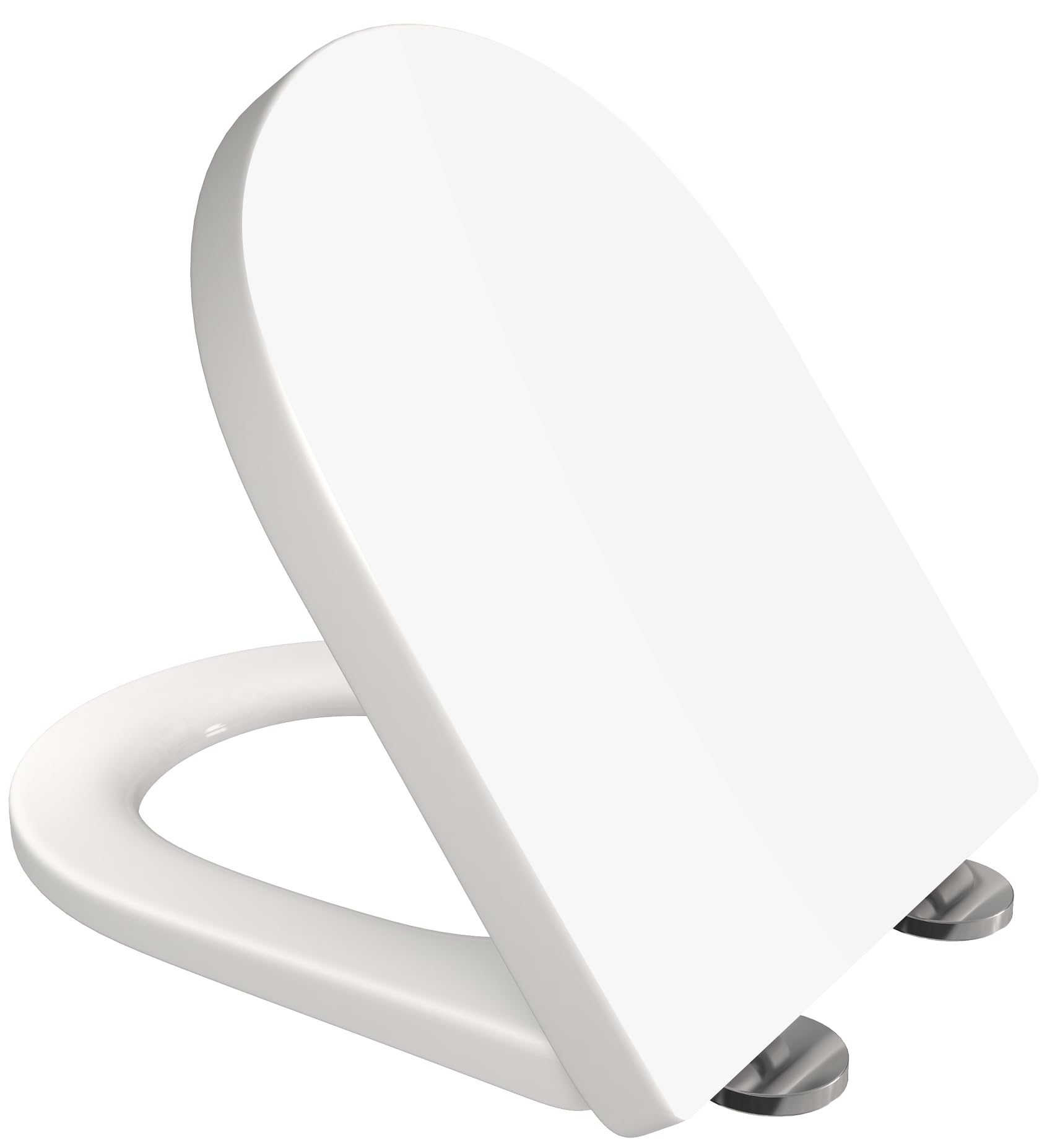 Toilet Seat Cover White Loo Seat Anti Bacterial D-Shape Mute Toilet Seat Premium UF (Urea-Formaldehyde) Durable & Heavy Duty Slow-Close Easy Cleaning Top Fixing by AAN®
