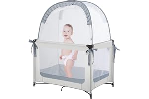 L RUNNZER Pack N Play Tent, Baby Pop Up Crib Tent to Keep Baby in, Crib Net for Pack and Plays, Mini Cribs & Play Yards (39.6" L x 27.6" W x 49.2" H)