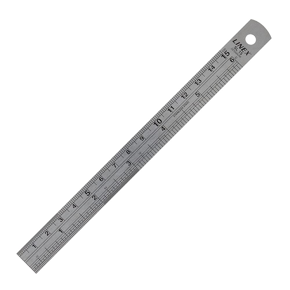 Linex Ruler 15cm – Stainless Steel with Metric & Imperial Markings, Conversion Table, Hanging Hole