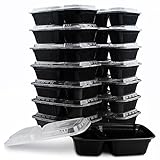 KICHEIF Meal Prep Containers, [15pack][34oz] 2 Compartment Food Prep Containers, Food Storage Containers with Lids, Reusable Bento Box - BPA Free, Stackable/Microwave/Dishwasher/Freezer Safe