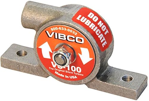 VIBCO Silent Pneumatic Turbine Vibrator – 575 Lb Force, 10500 VPM, Stainless Steel Housing For Industrial & Sanitary Applications
