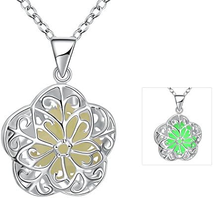 HOSBY Glow in the Dark Star Locket 925 Sterling Silver Chain luminous Pendant Necklace for Teen Girl