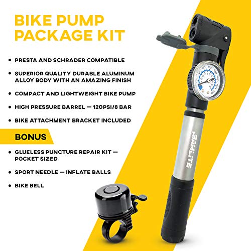 New Mini Bike Pump Portable Bicycle Frame Pump Glue Less Puncture