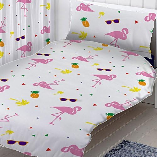 Flamingos 2 Piece UK Single/US Twin Sheet Set, 1 x Double Sided Sheet and 1 x Pillowcase