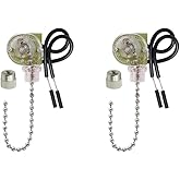 HUAXRUI Ceiling Fan Light Pull Chain Switch, Replacement for Hunter Hampton Bay Harbor Breeze Ceiling Fans, ZING Ear On/Off Light Control Switch (2, ZE-109 Nickel)