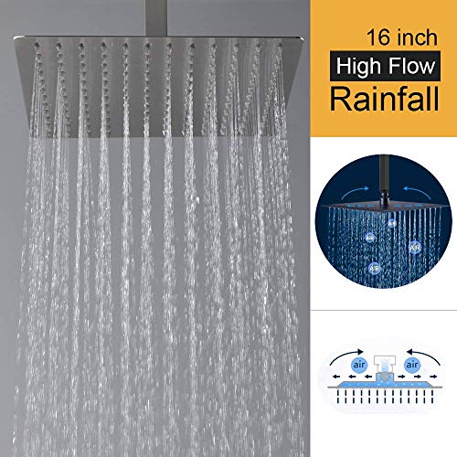 Homekicen Rain Shower Head System 16 inch Ceiling Square Rainfall
