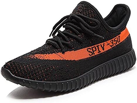 Men Women Non Slip Breathable Sneakers Unisex Casual Fashion Sport Shoes Black Orange 36