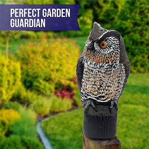 Lijo Solar Owl Animal Scarecrow Motion Activated Owl Decoy with Light