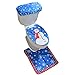 MrXLWhome Snowman Toilet Seat Cover Rug Set of 3, Bathroom Blue Christmas Holiday Decorations