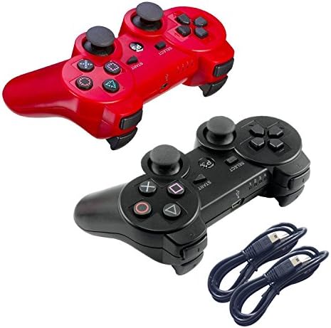 Kogoda Wireless Bluetooth Controller For PS3 Double Shock - Bundled with USB charge cord (Black and Red)
