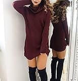 E-Papaya Womens sexy scoop neck Long Sleeve Casual Loose Knitted Sweater Dress