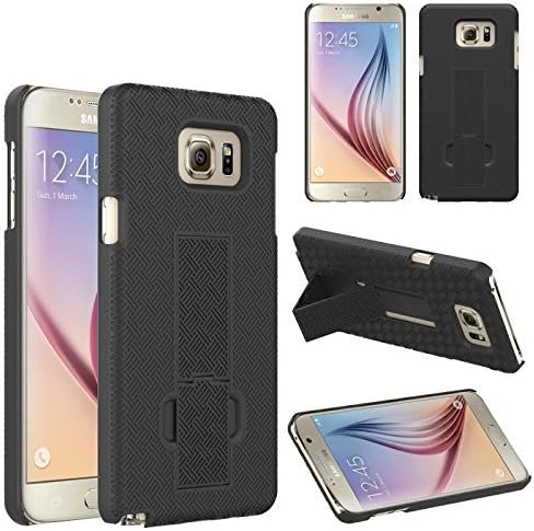 Samsung Galaxy Note 5 case, Galaxy Note 5 Holster Belt Clip Super Armor Combo Case by iViva (Black witi Kickstand Holster)
