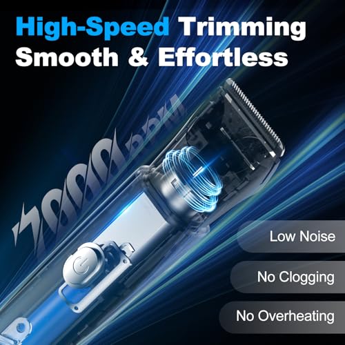 Body Trimmer for Men, 2-in-1 Body Groomer & Nose Hair Trimmer, Waterproof Mens Grooming Kit with Ceramic Blade Heads, Sensitive Combs for Chest, Legs, Armpits & Nose, Wet & Dry Use, Travel Lock