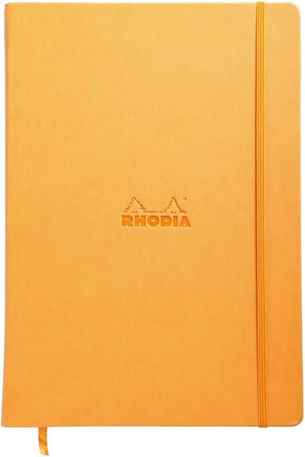 RHODIA 118468C, Rigid Notebook Webnotebook Orange, A4, 192 pages, Plain Ivory Clairefontaine Paper 90 g/m, Bookmark