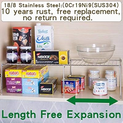 Yqh 18 8 Stainless Steel Kitchen Counter And Cabinet Shelf Expandable Counter Shelf Organizer Cabinet Organizer Amazon Sg Home