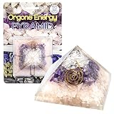 Charged Chakra New  Orgone Rose Quartz, Amethyst & Clear Quartz Pyramid Crystals Gemstones Copper Metal Mix Reiki Chakra