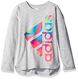 adidas Little Girls' Long Sleeve Girly Tee Shirt, Grey Heather, 6X