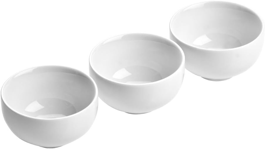 Premier Housewares Entre Serving Bowls - White Porcelain, Set of 3, H5 x W8 x D8cm