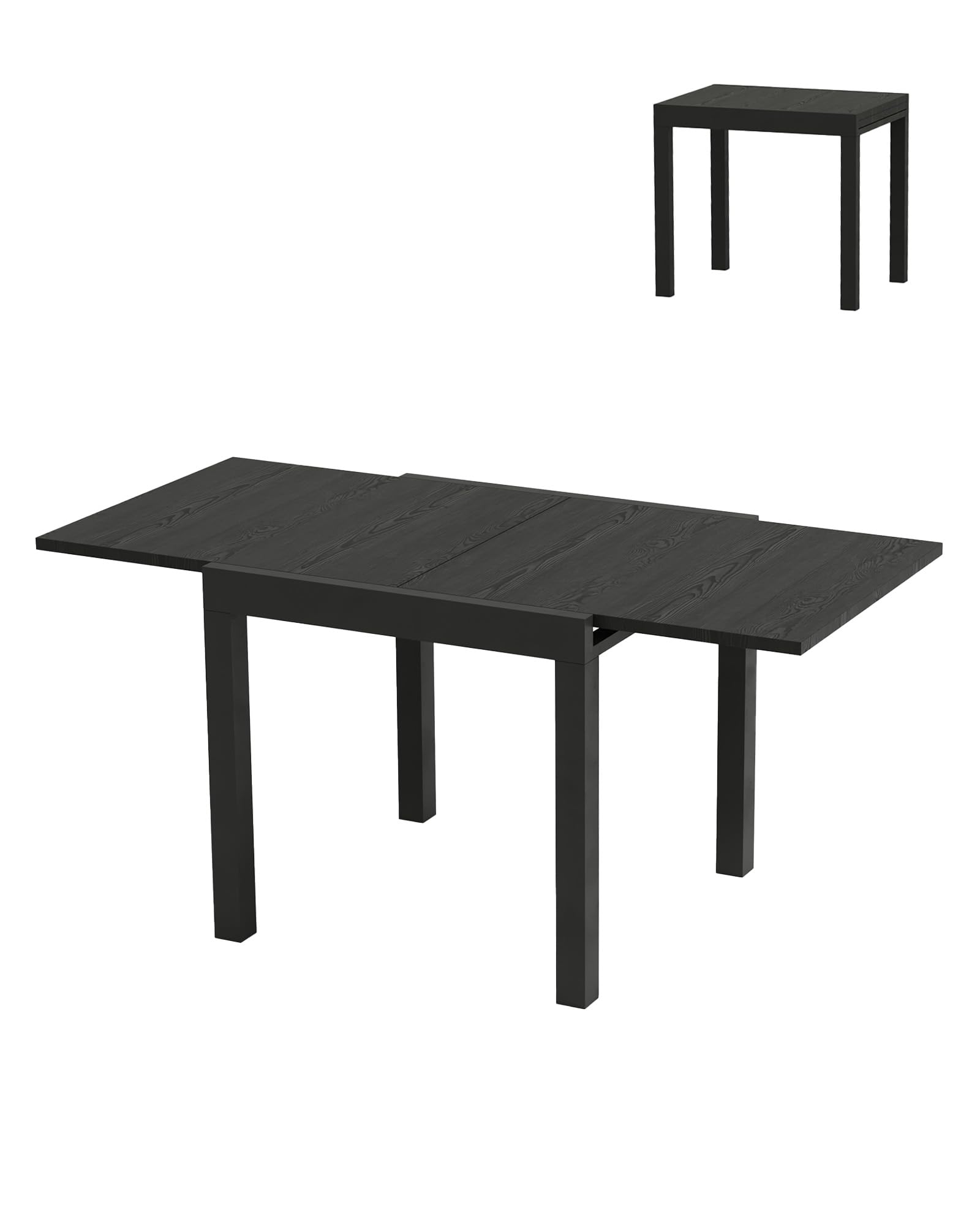 Photo 1 of Extentable Outdoor Dining Table Set for 4-6 Persons, 31.5-63 inch Expandable Patio Table, Rectangular Aluminum Frame, Woodgrain Tabletop, for Person Porch Deck Garden, Grey