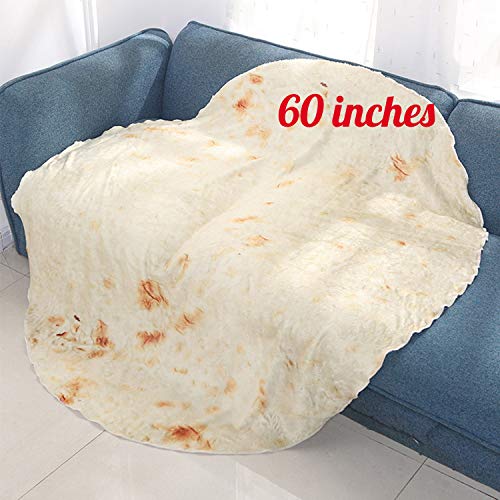 Hayousui Burrito Tortilla Blanket,Tortilla Throw Blankets Giant Burritos Wrap Blanket, Comfort Round Food Blanket for Kids and Adults (60 inches)