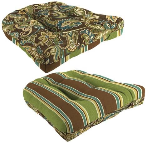 JORDAN MFG WICKER CHAIR CUSHION - GREEN/BROWN