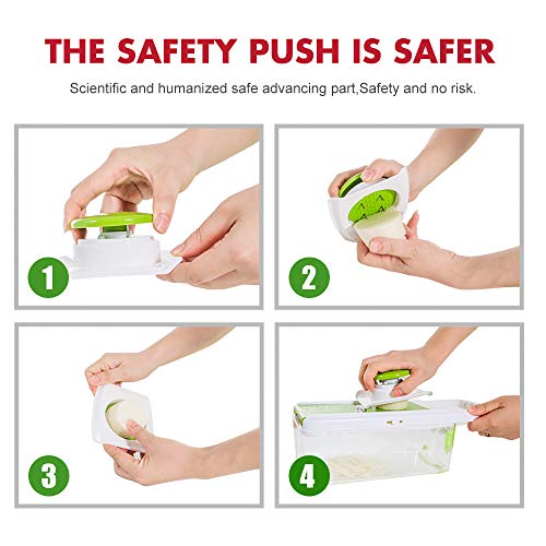 Vegetable Chopper with 7 Interchangeable Stainless Steel Blades Send Storage Container & Cleaning Brush Multi-functional Adjustable Vegetable Slicer Dicer for Onion Potato Tomato Fruit Masthome - Thumbnail 6