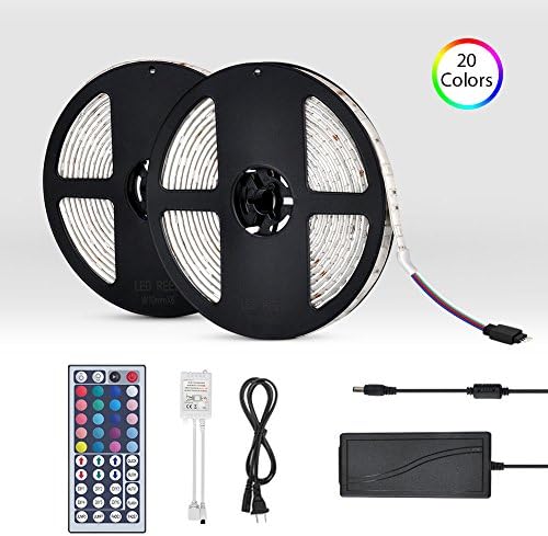 kdorrku LED Strip Lights, 32.8Ft/10M 300LED Light Strip SMD 5050 Waterproof Flexible RGB Strip Lights with 44 Keys IR Remote for Ceiling Bar Counter Cabinet Lighting