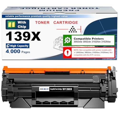 139X W1390X ( 139A W1390A ) Toner Cartridge [with Chip] High Yield 4000 Pages Compatible for HP LaserJet Pro 3002dw 3002dn LaserJet Pro MFP 3102fdn 3102fdw Printers