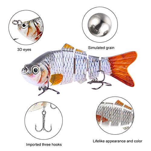 Pfativant Leurres Pêche Articulés Carnassier 5pcs-10cm Poissons Nageur Flottants Avec Hameçons Mustad Appât Dur Réaliste Coule Lentement 1-2m Kit De Pêche