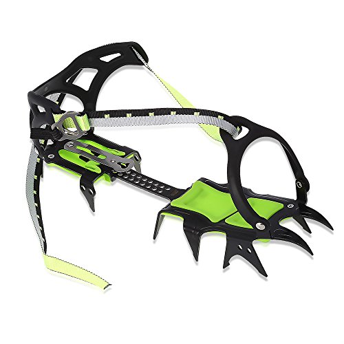 RUNACC Outdoor Crampons Climbing Traction Cleats Manganese Steel Ice Grippers for Sneakers, Sports Shoes and Climbing Boots, 14 Teeth