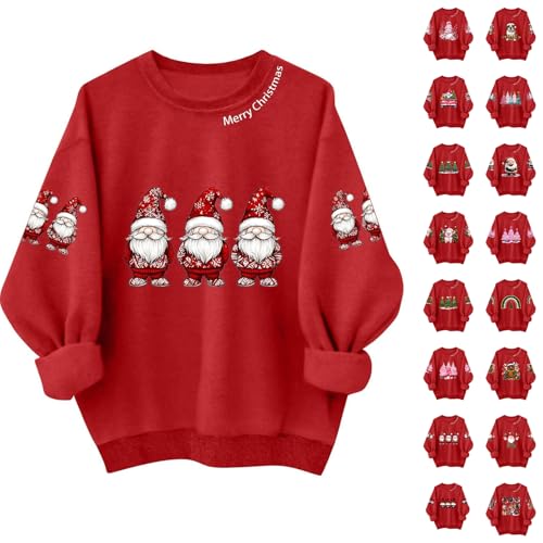 DUHGBNE christmas jumpers womenChristmas Jumpers for Women Uk Funny Santa Graphic Xmas Sweatshirts Long Sleeve Pullover Tops Christmas Funny Printchristmas sweater womenfemale jumper