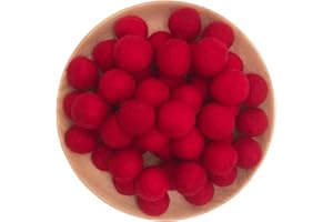 CARTSYOU Felt Wool Beads Balls Pom Pom Handmade DIY for Craft Dream Catcher Baby Moile Pompom Home Decor Nursery Party Props (Red 20mm 30pcs)