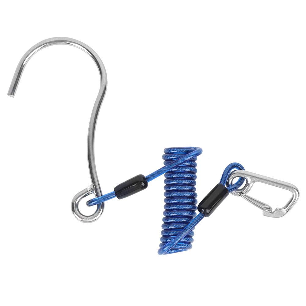 Keenso Diving Stainless Steel Single Hook, Spring Anti-Lost Reef Hook with Spiral Coil Lanyard(Blue) diving diving diving