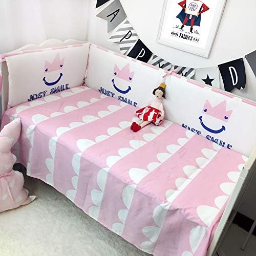 Rart 5 pcs Baby Bedding Set, Unisex All Round Bumper Collision Resistant Baby Crib Bumpers Collision Resistant Baby cot Bumper-Pink 120x60cm(47x24inch)